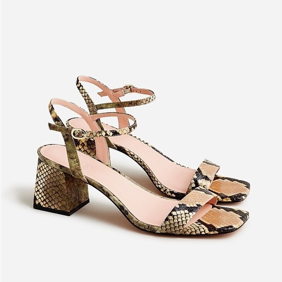 J Crew Layne ankle-strap heels in snake-embossed leather BX898 - Picture 1 of 3